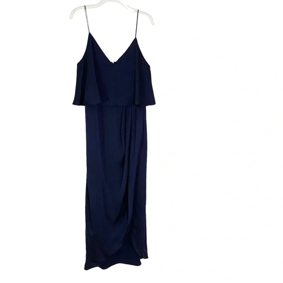 Shona Joy Luxe Bridesmaid Frill Formal Maxi Long Dress Navy Size 10 - Picture 5 of 13